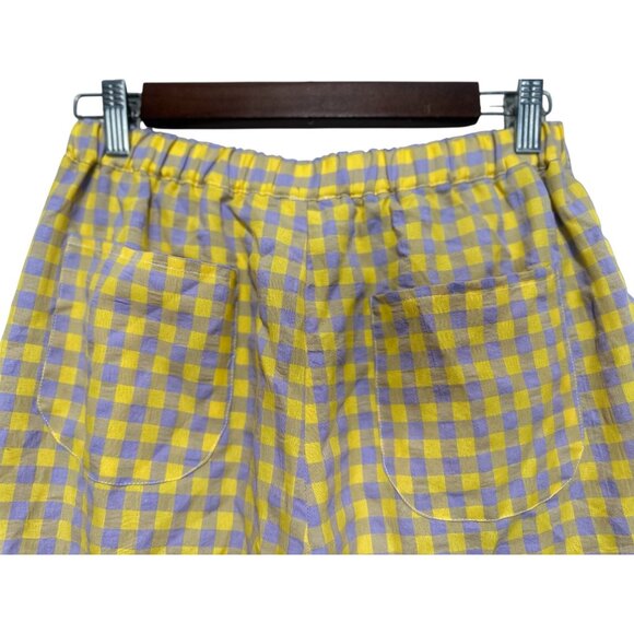 Anthropologie Find Me Now Gingham Wide Leg Pants Women Small Yellow Purpe Dainty - Picture 16 of 16